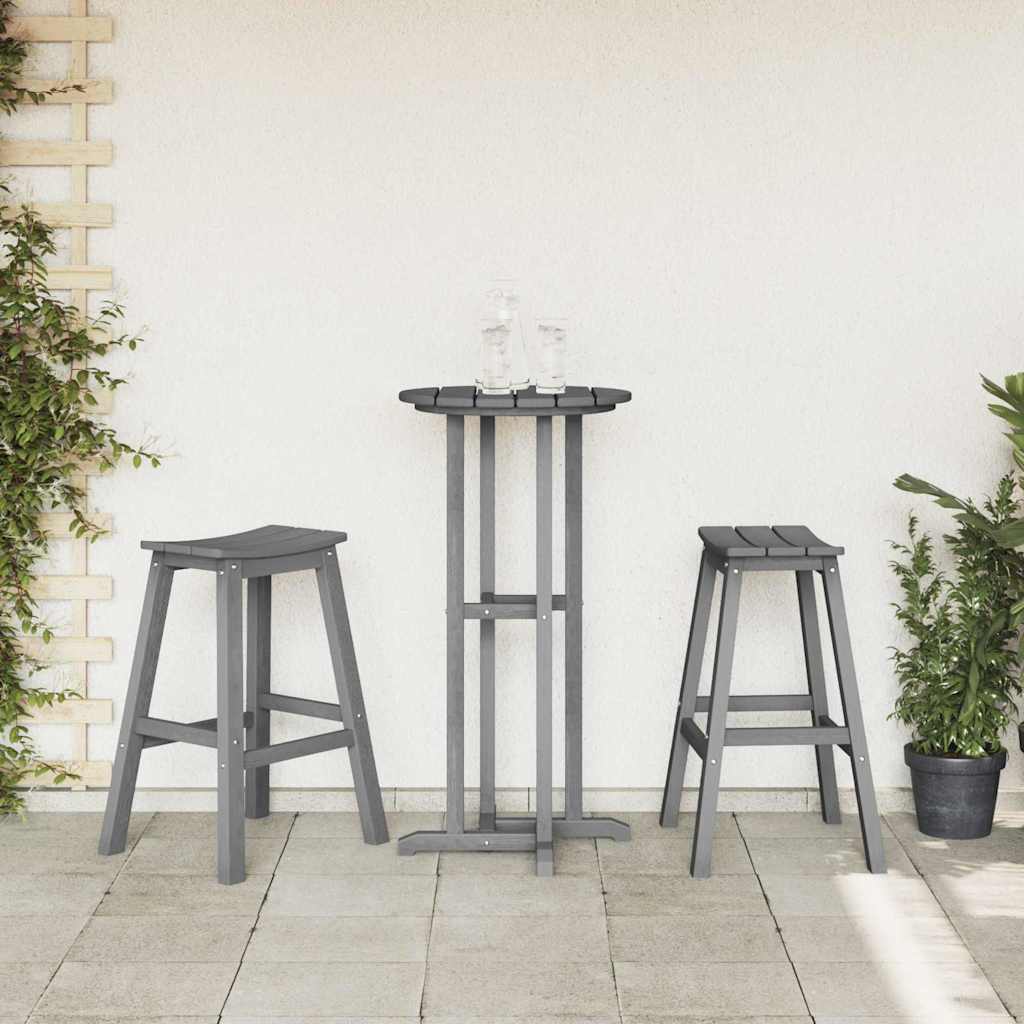 Barbænk 2 pcs Lysegrå 52 x 43 x 73,5 cm HDPE