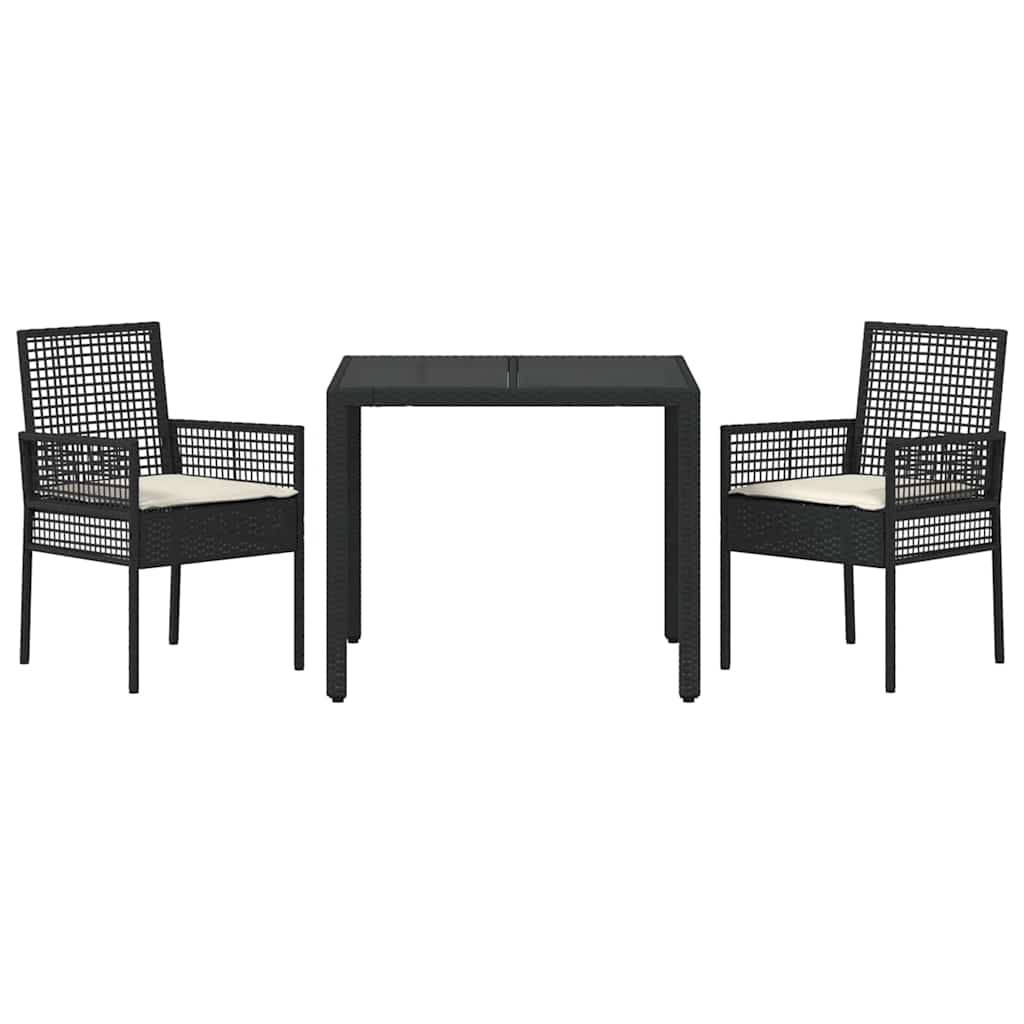 Have Spisebordssæt 3 pcs Sort polyrattan