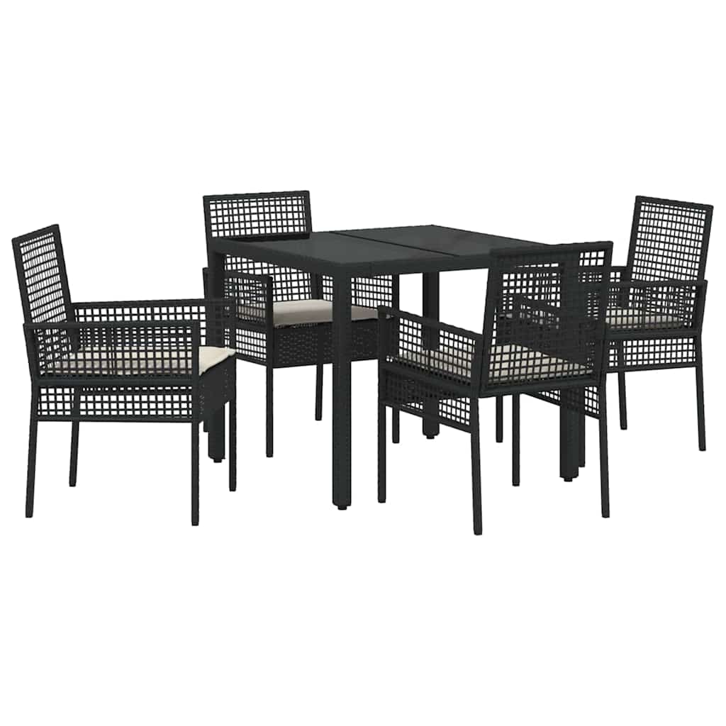 Have Spisebordssæt 5 pcs Sort polyrattan