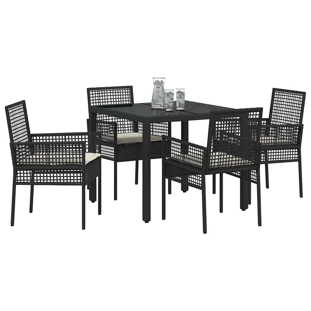 Have Spisebordssæt 5 pcs Sort polyrattan