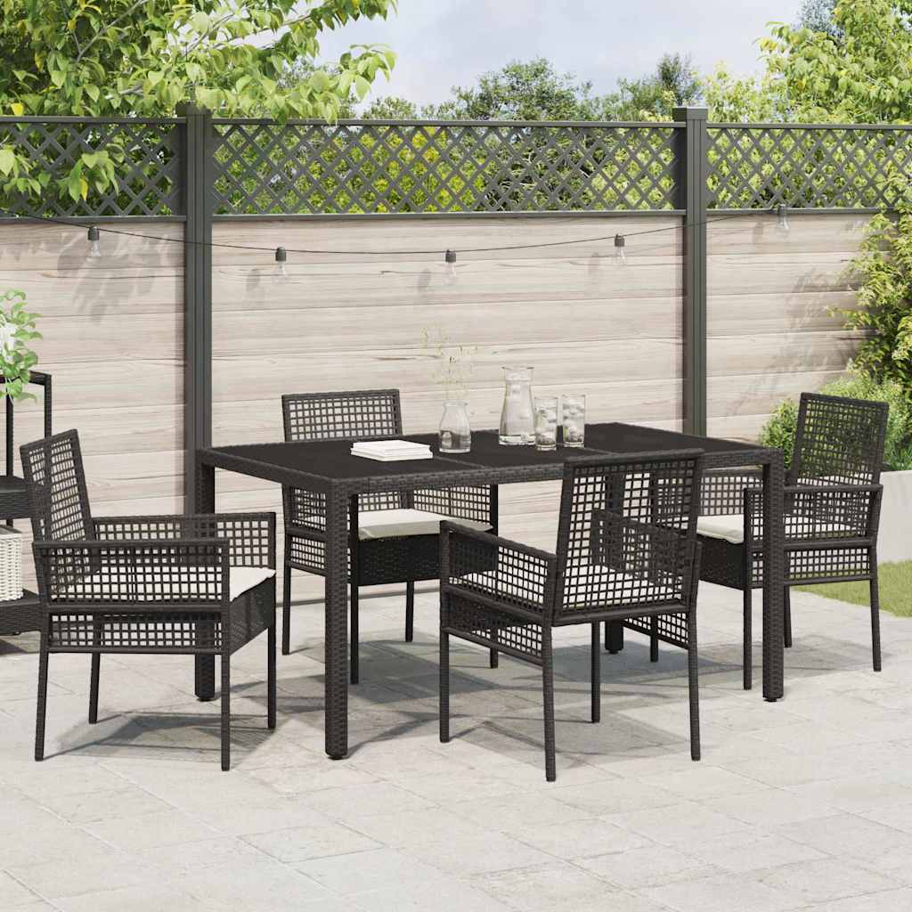 Have Spisebordssæt 5 pcs Sort polyrattan