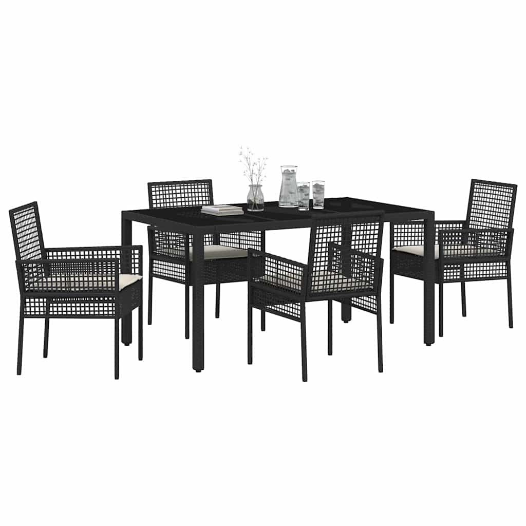 Have Spisebordssæt 5 pcs Sort polyrattan