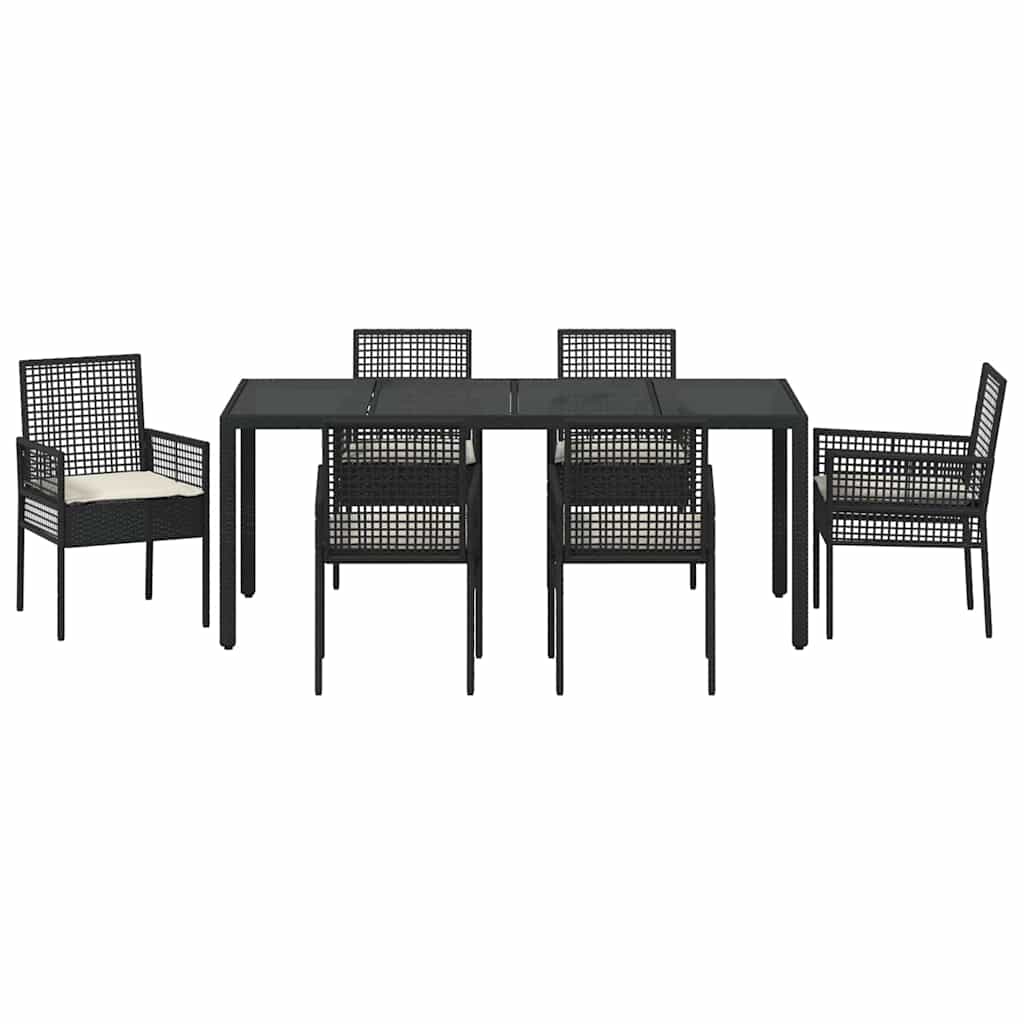 Have Spisebordssæt 7 pcs Sort polyrattan
