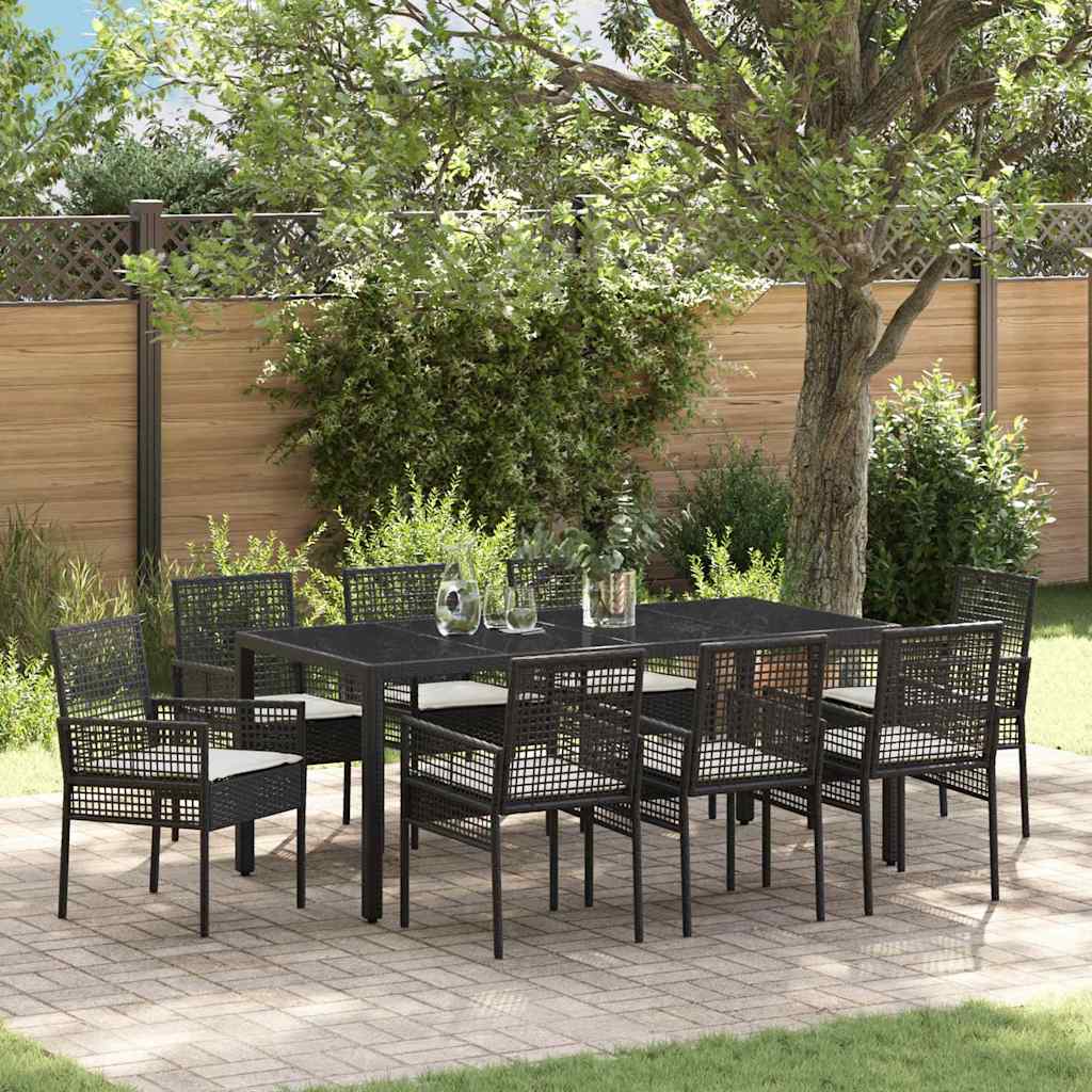 Have Spisebordssæt 9 pcs Sort polyrattan