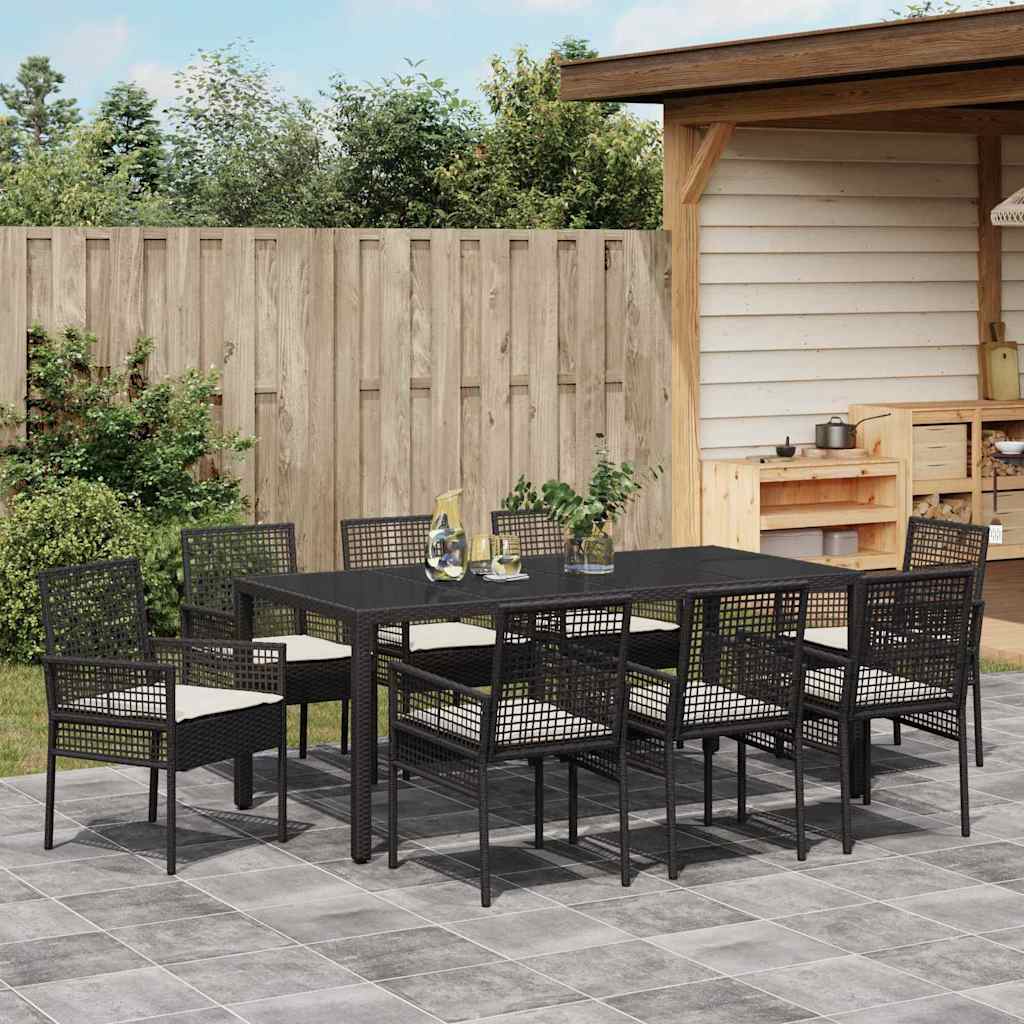 Have Spisebordssæt 9 pcs Sort polyrattan