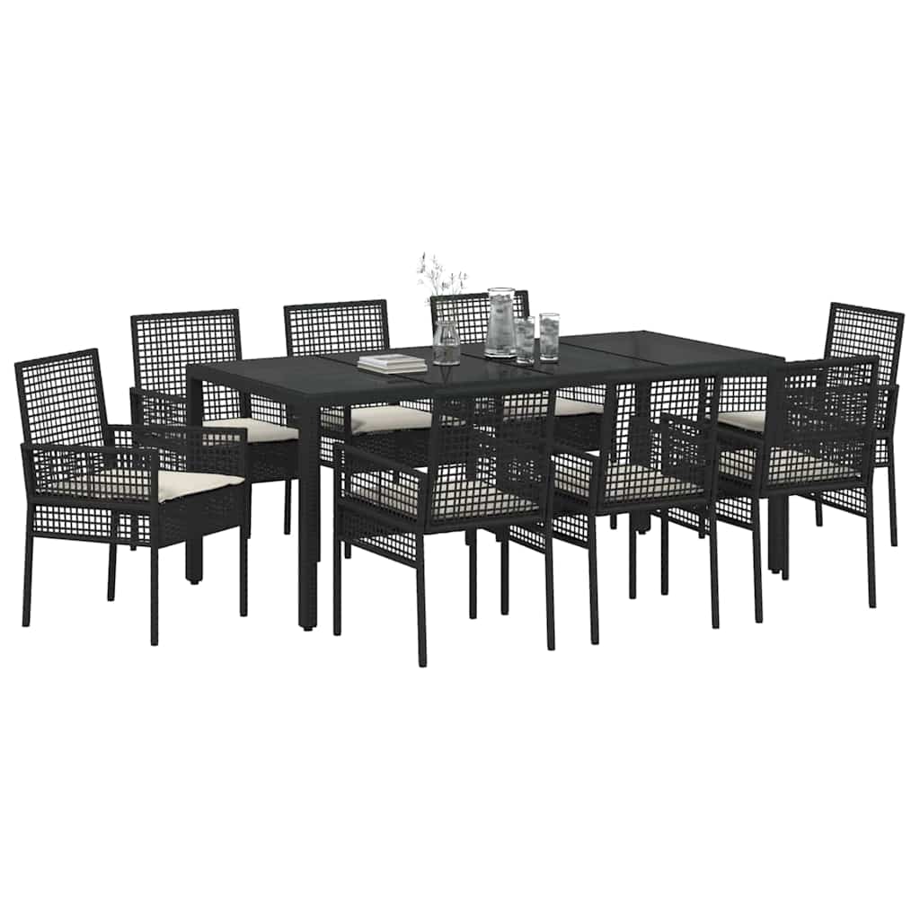 Have Spisebordssæt 9 pcs Sort polyrattan