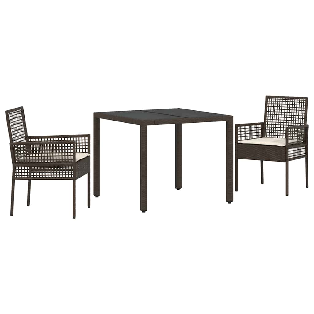 Have Spisebordssæt 3 pcs Brun polyrattan