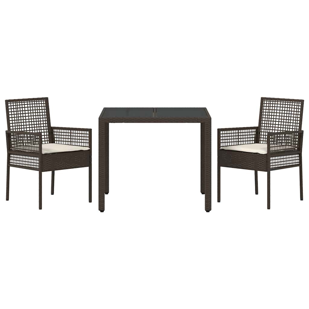 Have Spisebordssæt 3 pcs Brun polyrattan