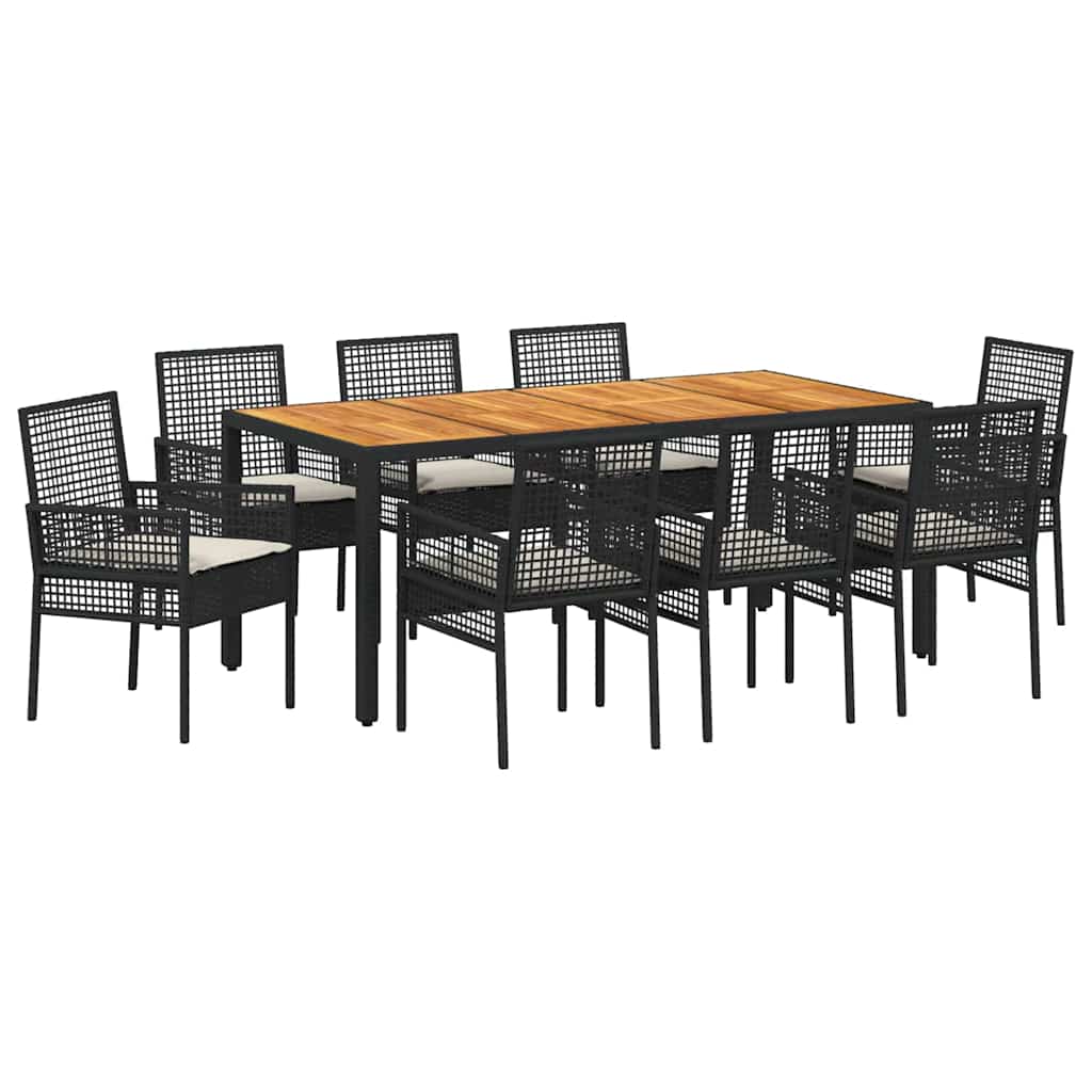 Have Spisebordssæt 9 pcs Sort polyrattan