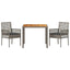 Have Spisebordssæt 3 pcs Grå polyrattan