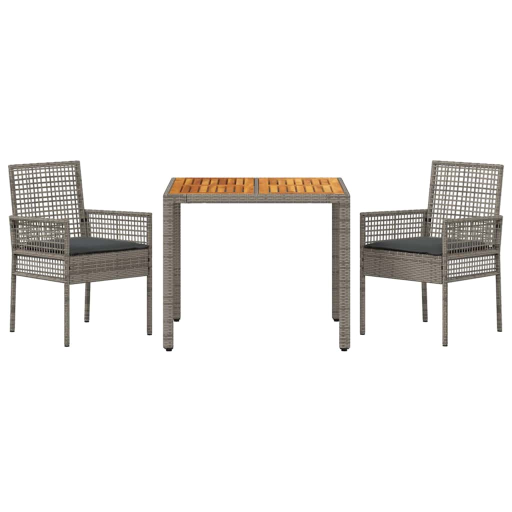 Have Spisebordssæt 3 pcs Grå polyrattan