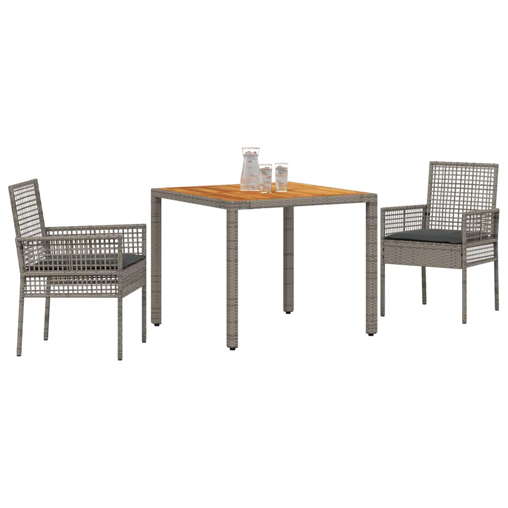 Have Spisebordssæt 3 pcs Grå polyrattan