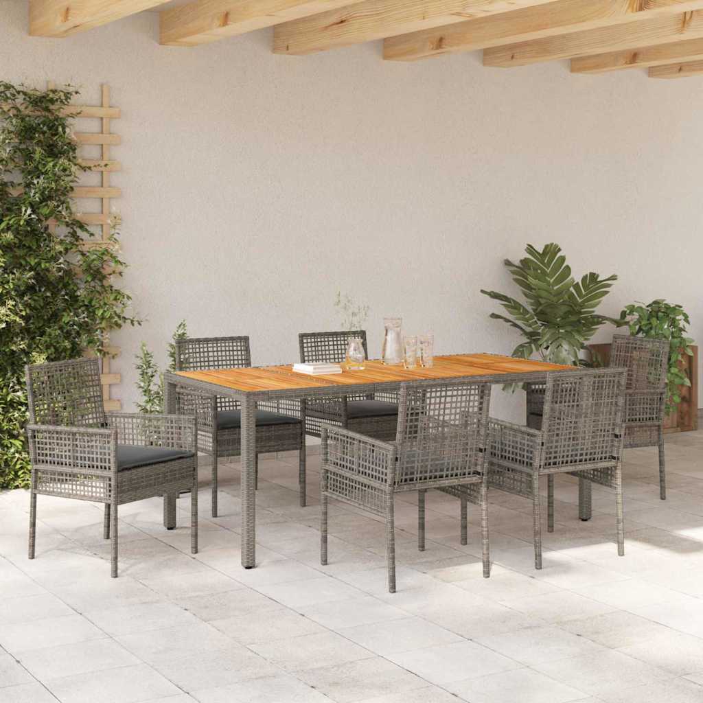 Have Spisebordssæt 7 pcs Grå polyrattan