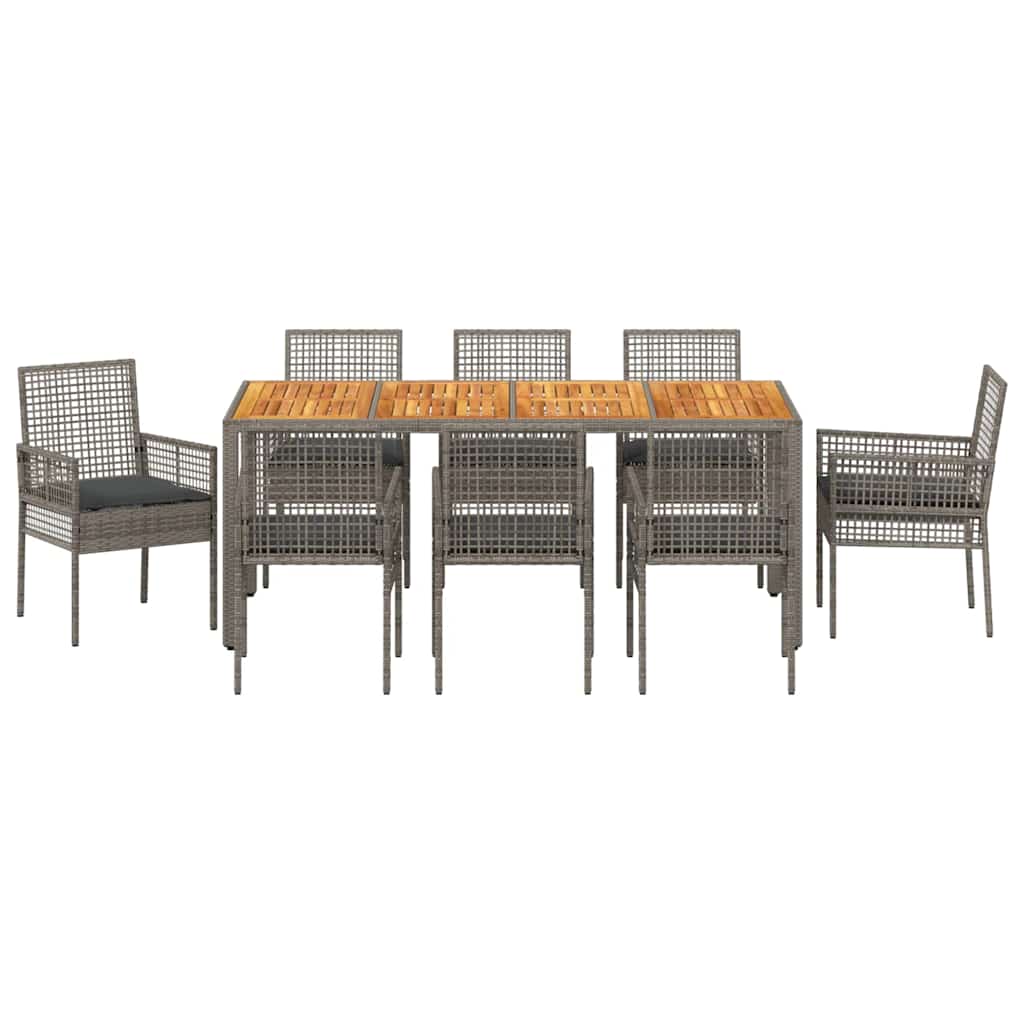 Have Spisebordssæt 9 pcs Grå polyrattan