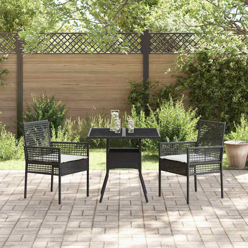Have Spisebordssæt 3 pcs Sort polyrattan