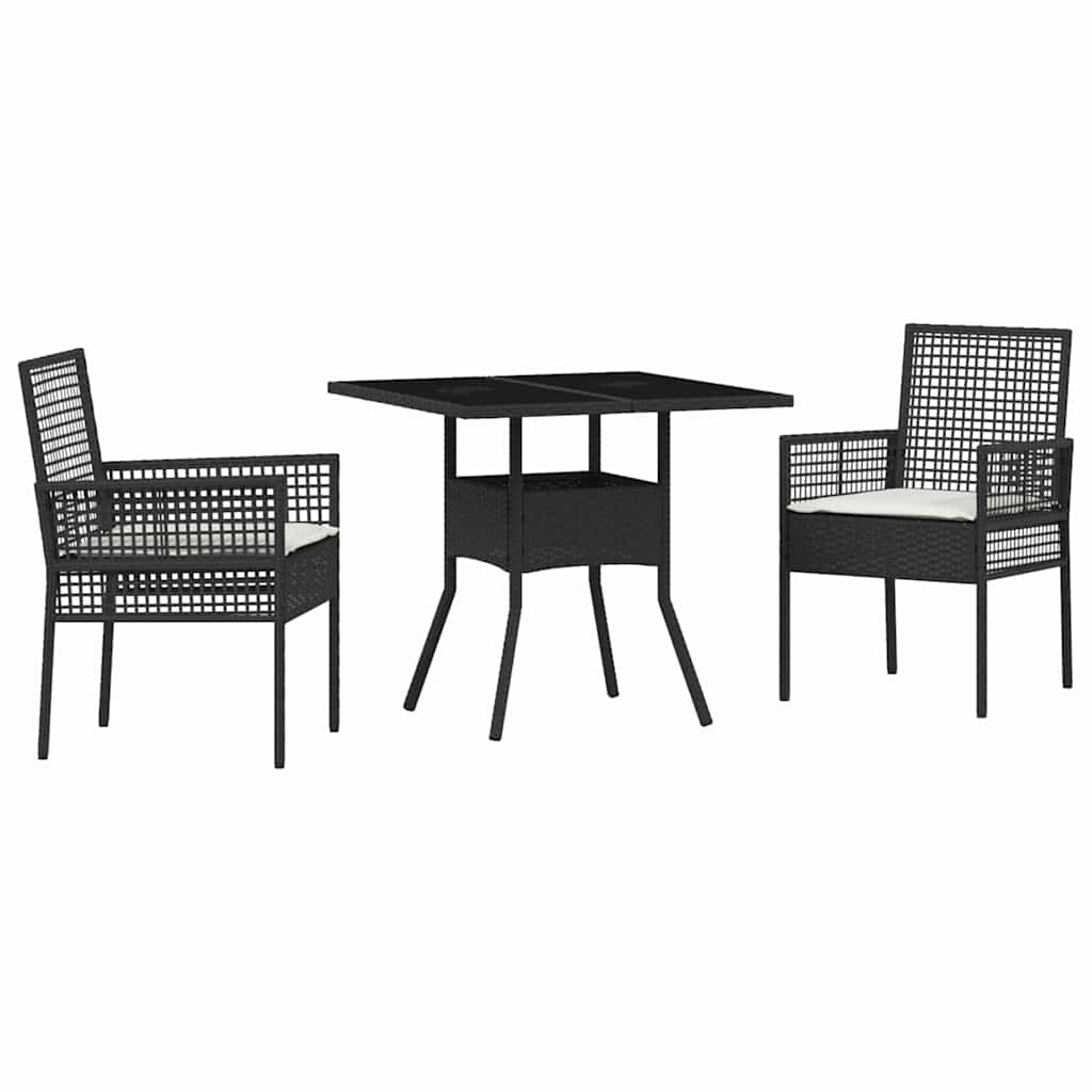 Have Spisebordssæt 3 pcs Sort polyrattan
