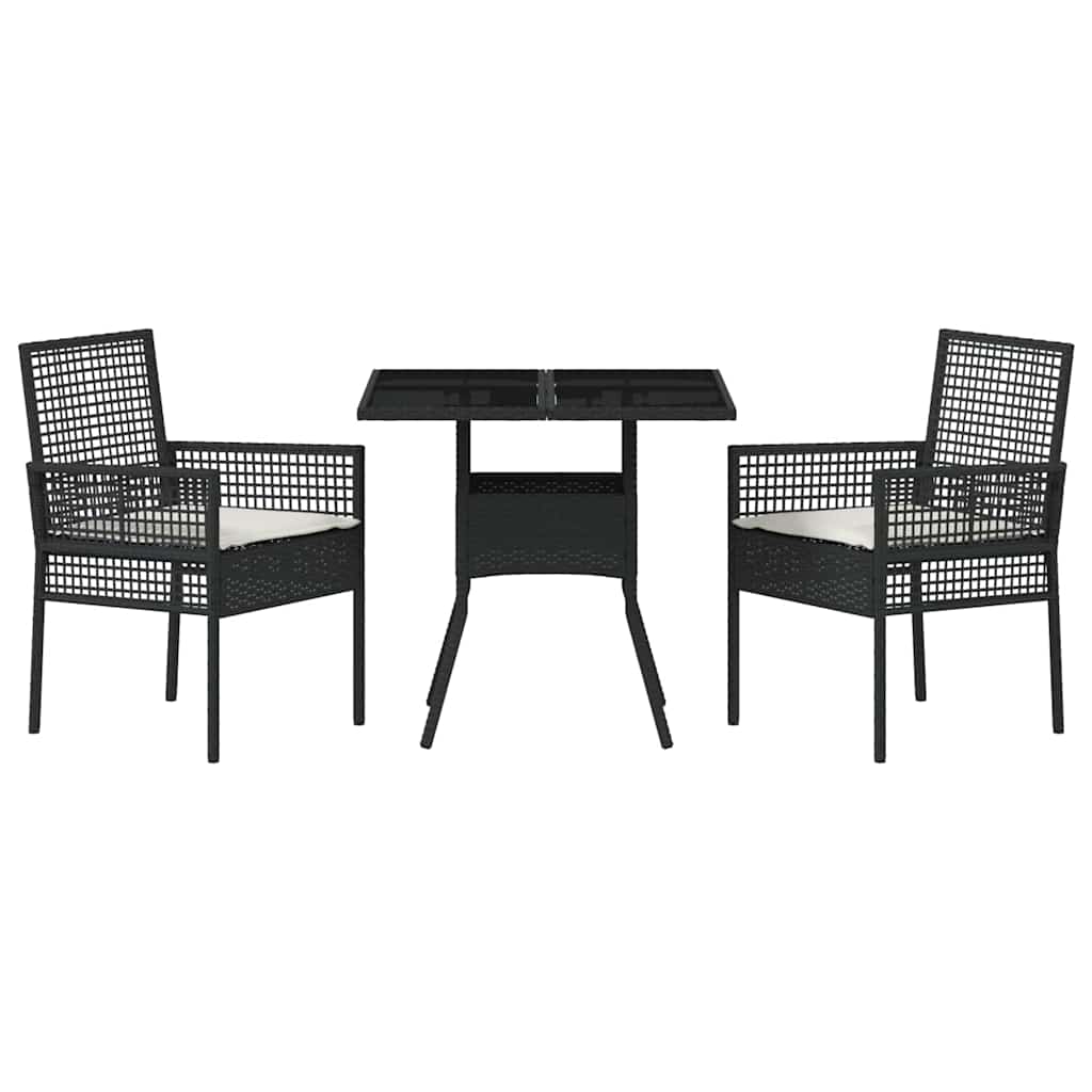 Have Spisebordssæt 3 pcs Sort polyrattan