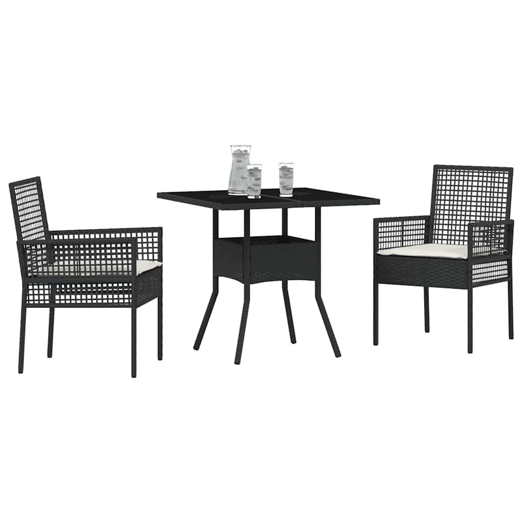 Have Spisebordssæt 3 pcs Sort polyrattan
