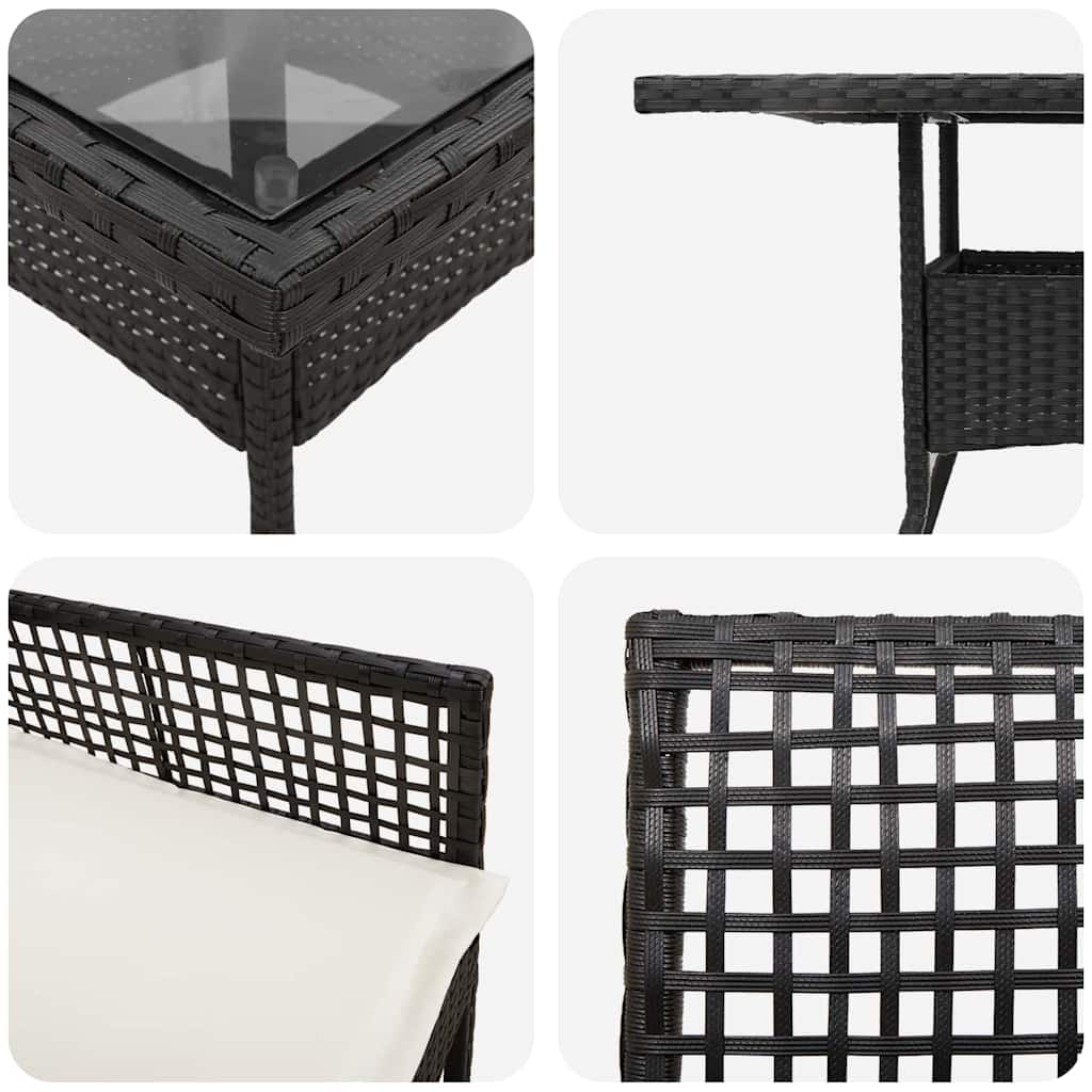 Have Spisebordssæt 5 pcs Sort polyrattan