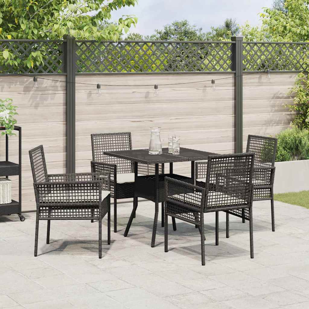 Have Spisebordssæt 5 pcs Sort polyrattan