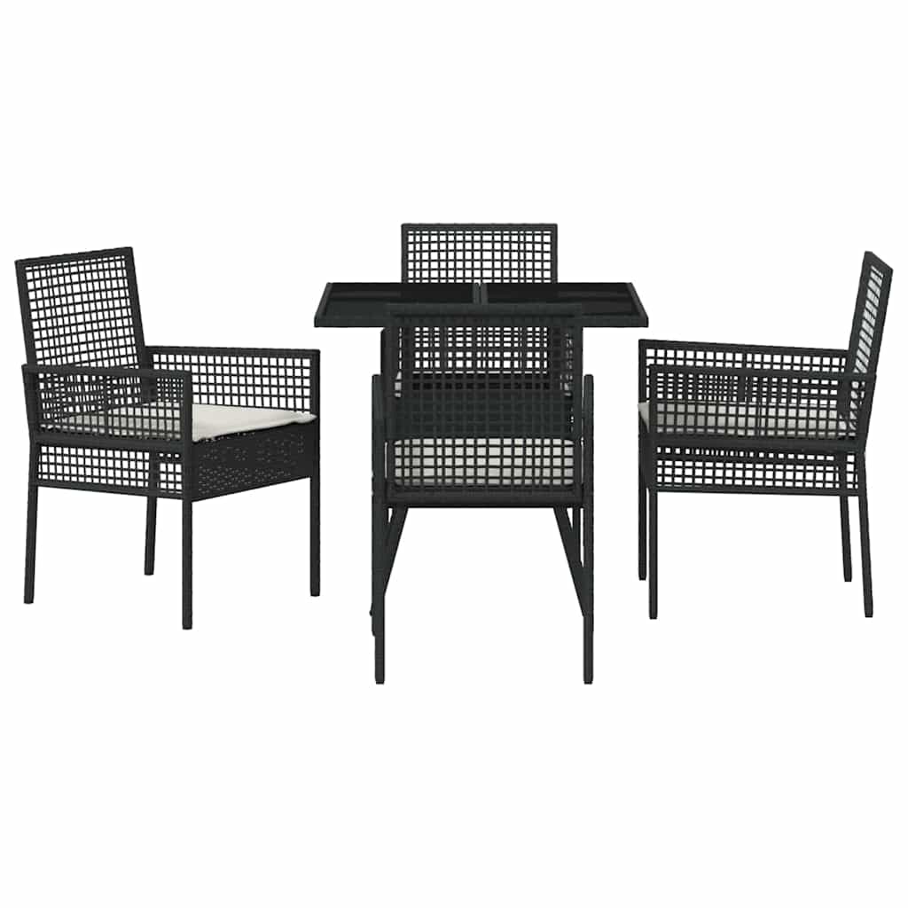 Have Spisebordssæt 5 pcs Sort polyrattan