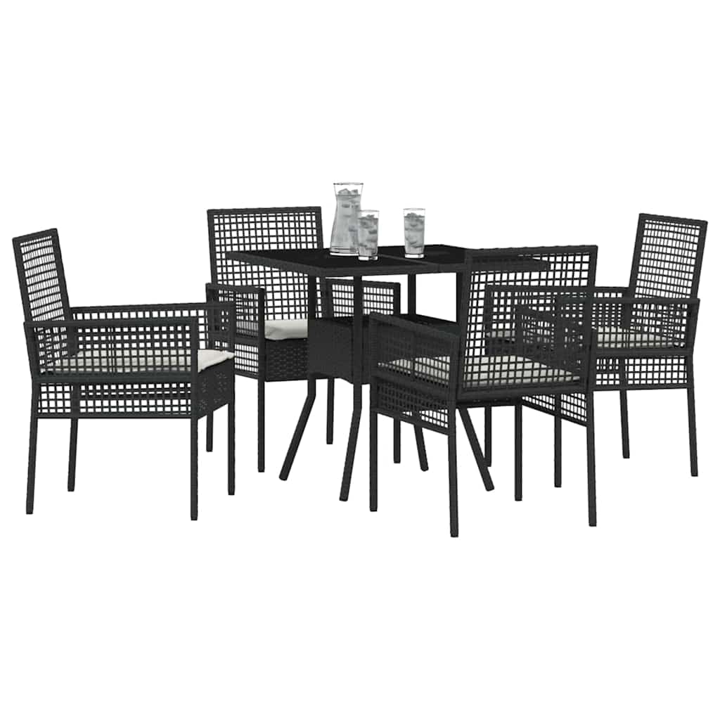 Have Spisebordssæt 5 pcs Sort polyrattan