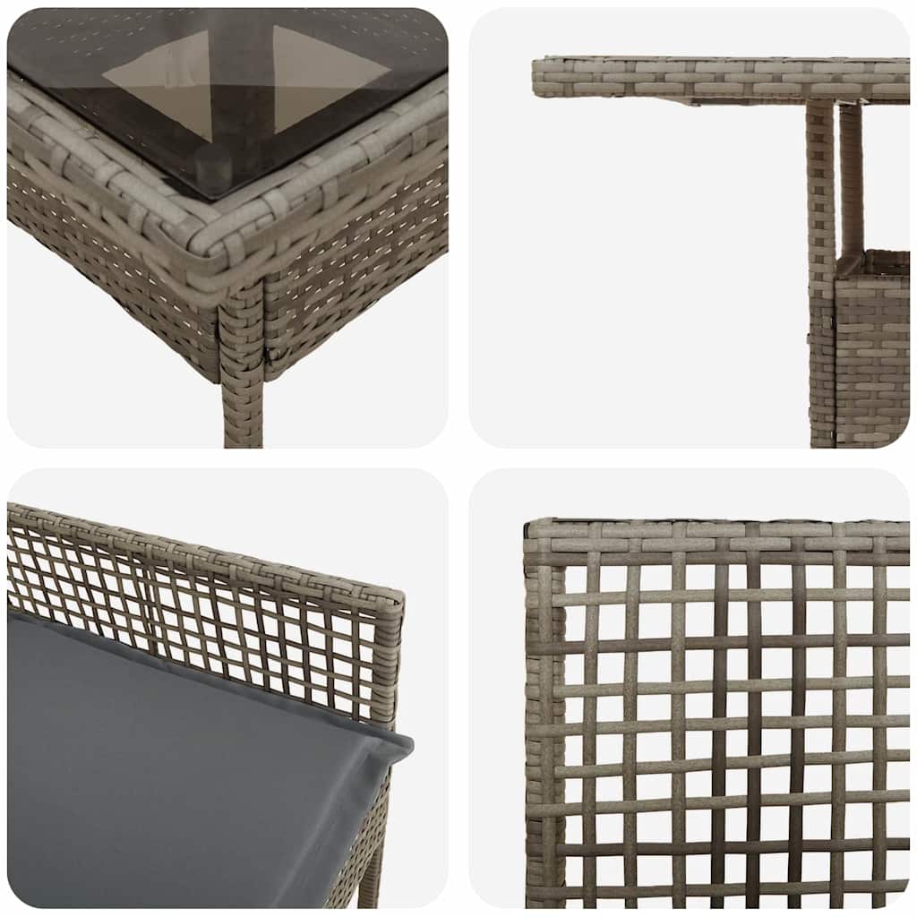 Have Spisebordssæt 3 pcs Grå polyrattan