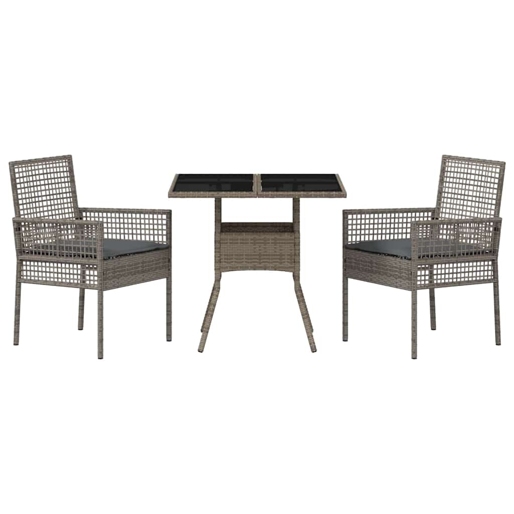 Have Spisebordssæt 3 pcs Grå polyrattan