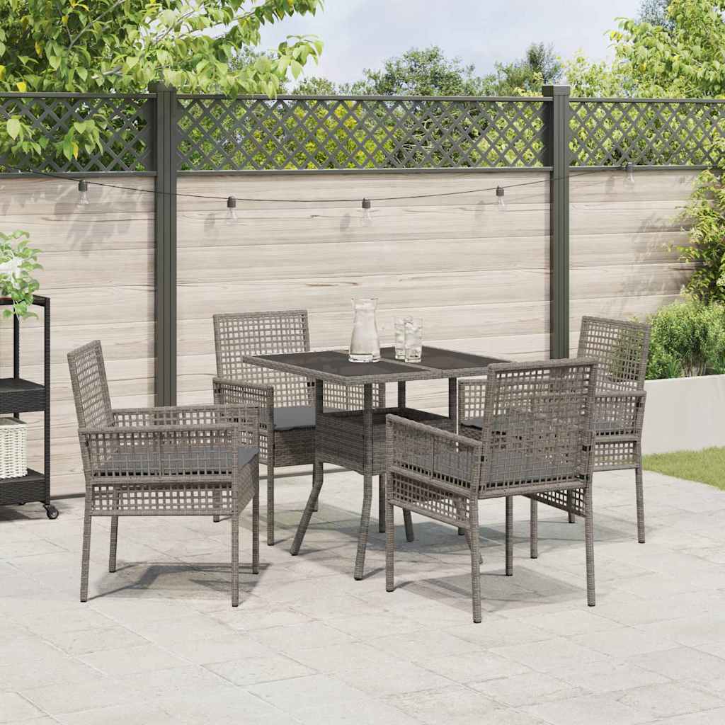 Have Spisebordssæt 5 pcs Grå polyrattan