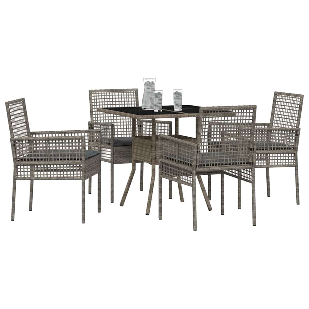 Have Spisebordssæt 5 pcs Grå polyrattan