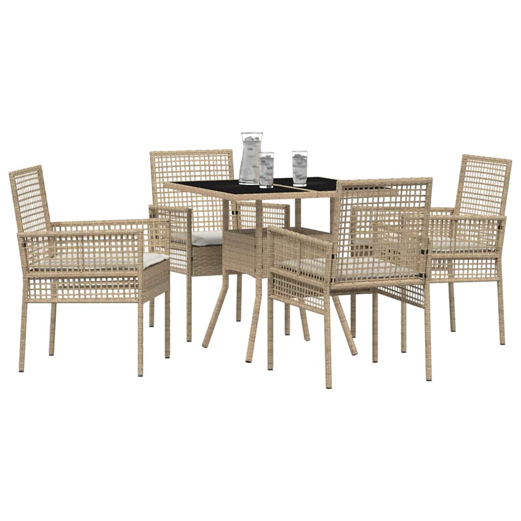 Have Spisebordssæt 5 stk. Beige polyrattan