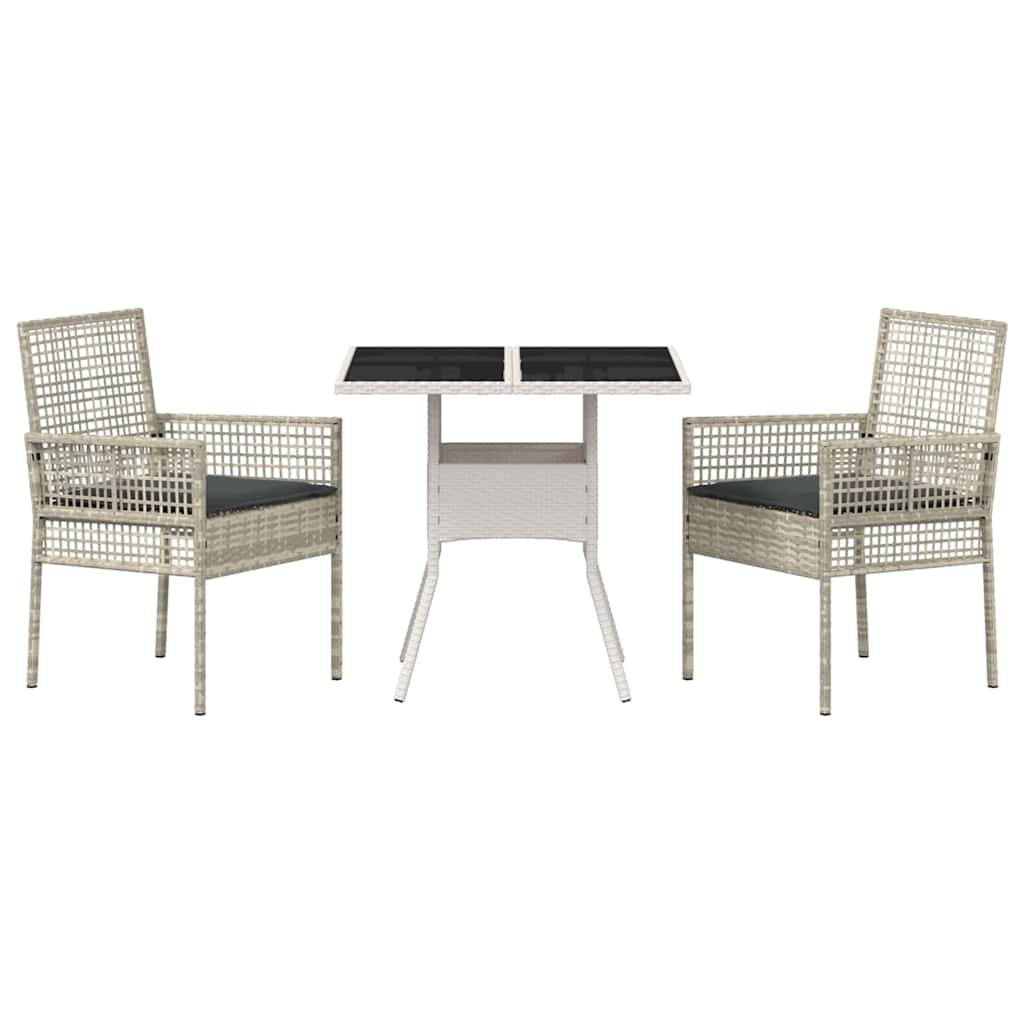 Have Spisebordssæt 3 pcs Lysegrå polyrattan