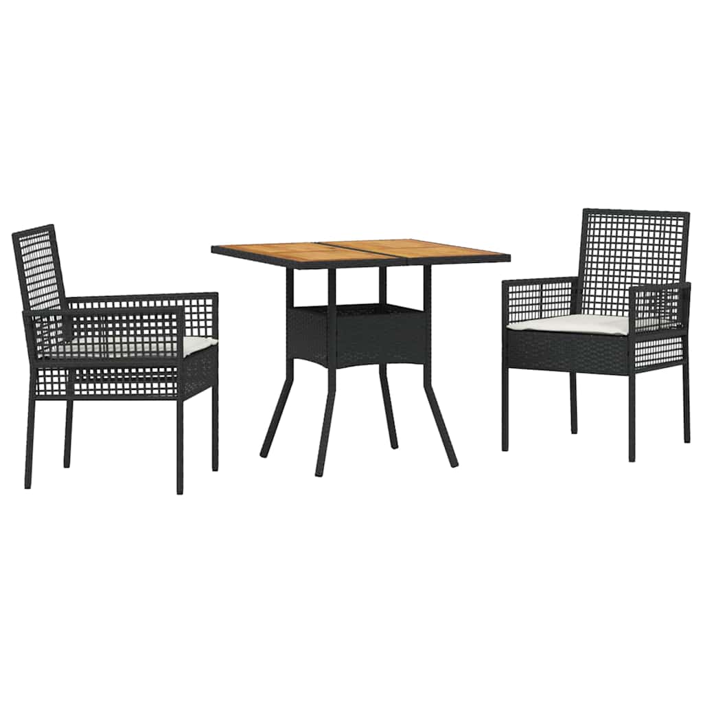 Have Spisebordssæt 3 pcs Sort polyrattan