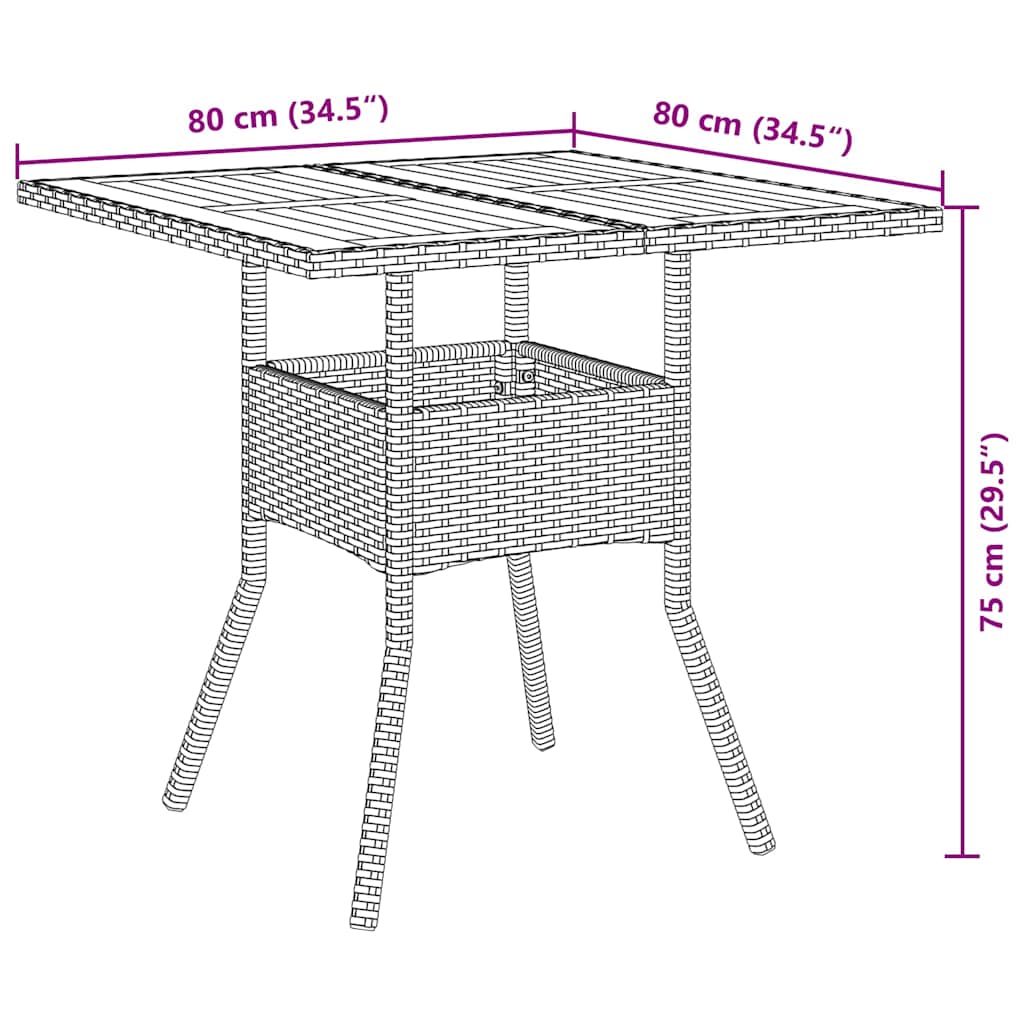 Have Spisebordssæt 3 pcs Sort polyrattan
