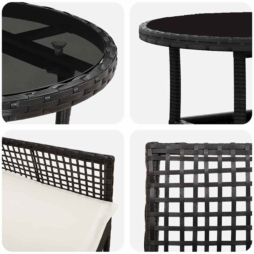 Have Spisebordssæt 5 pcs Sort polyrattan