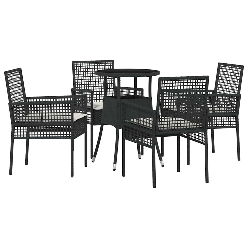 Have Spisebordssæt 5 pcs Sort polyrattan