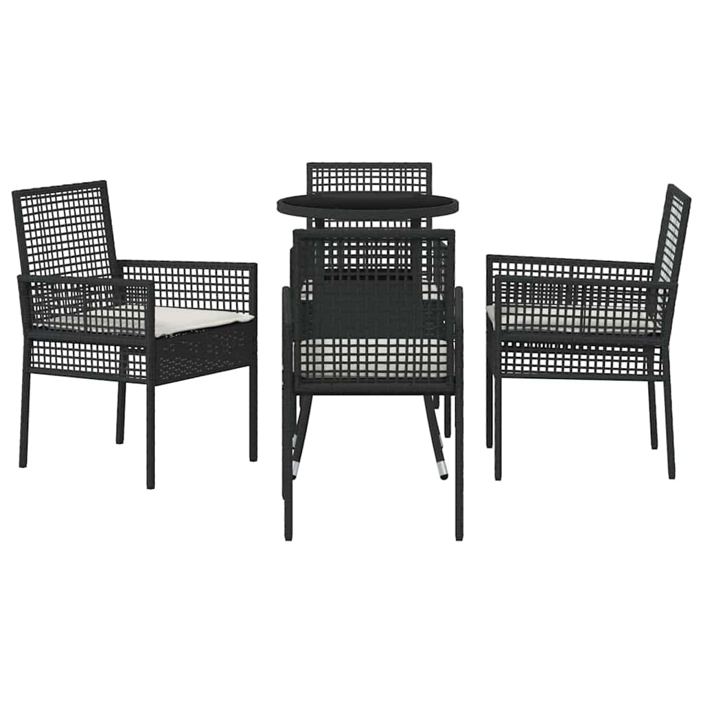 Have Spisebordssæt 5 pcs Sort polyrattan