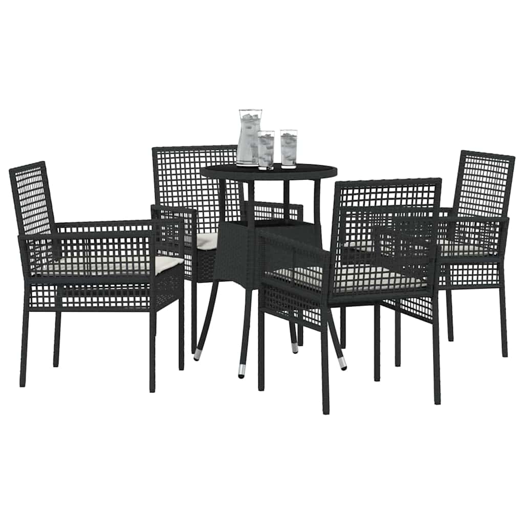 Have Spisebordssæt 5 pcs Sort polyrattan