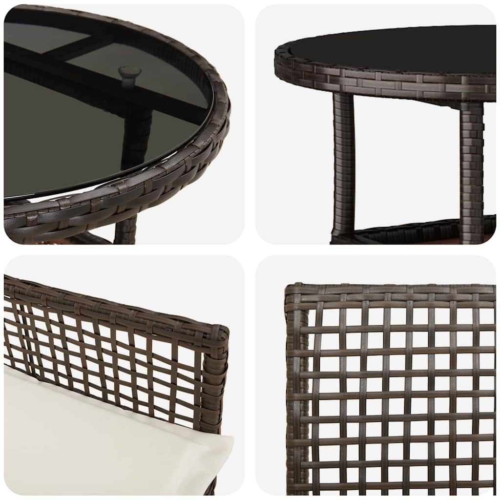 Have Spisebordssæt 3 pcs Brun polyrattan