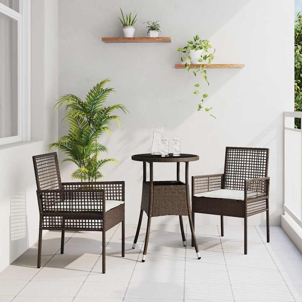 Have Spisebordssæt 3 pcs Brun polyrattan
