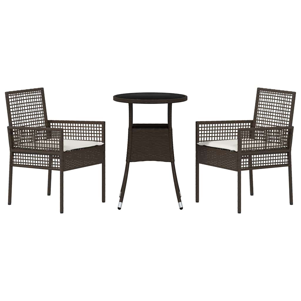 Have Spisebordssæt 3 pcs Brun polyrattan