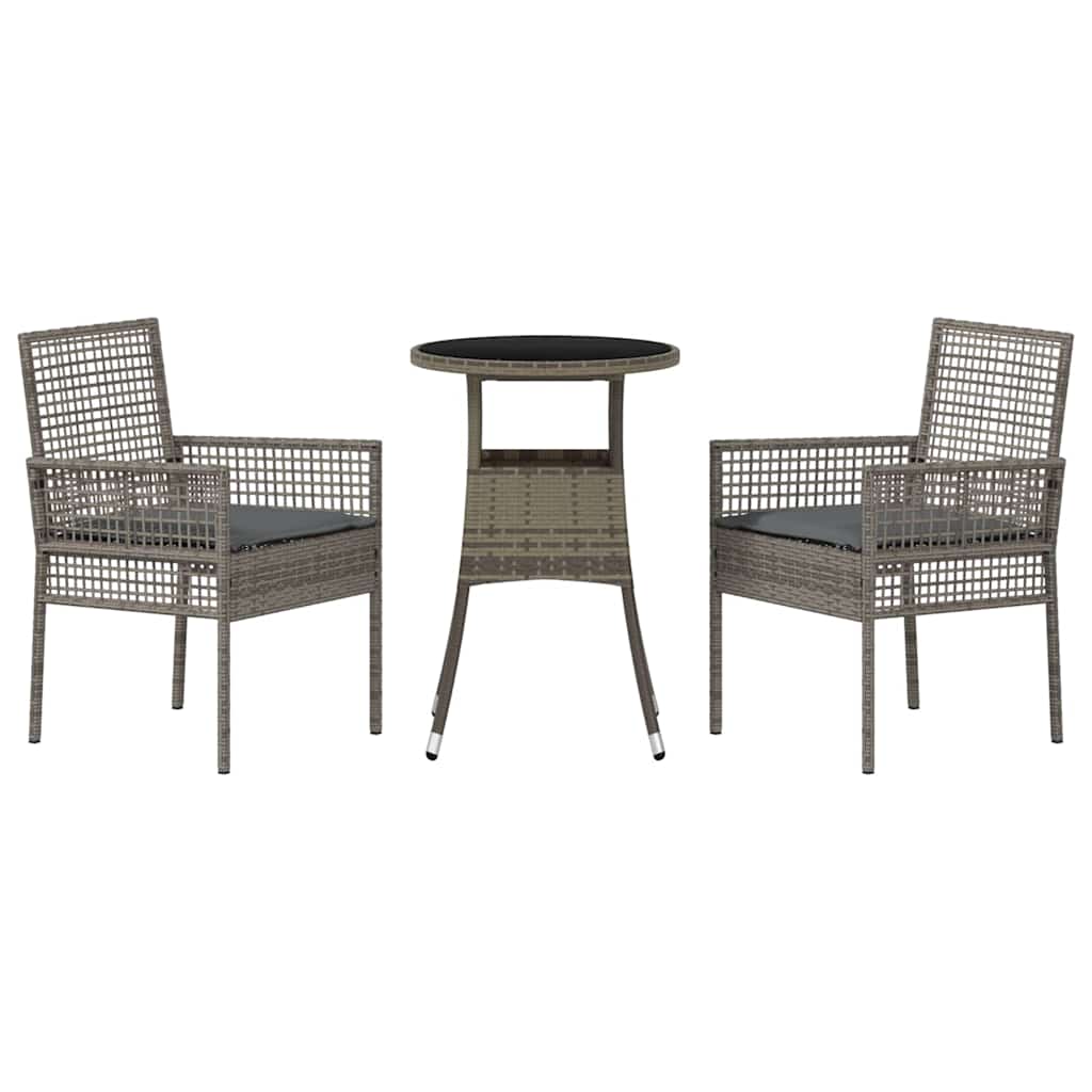 Have Spisebordssæt 3 pcs Grå polyrattan