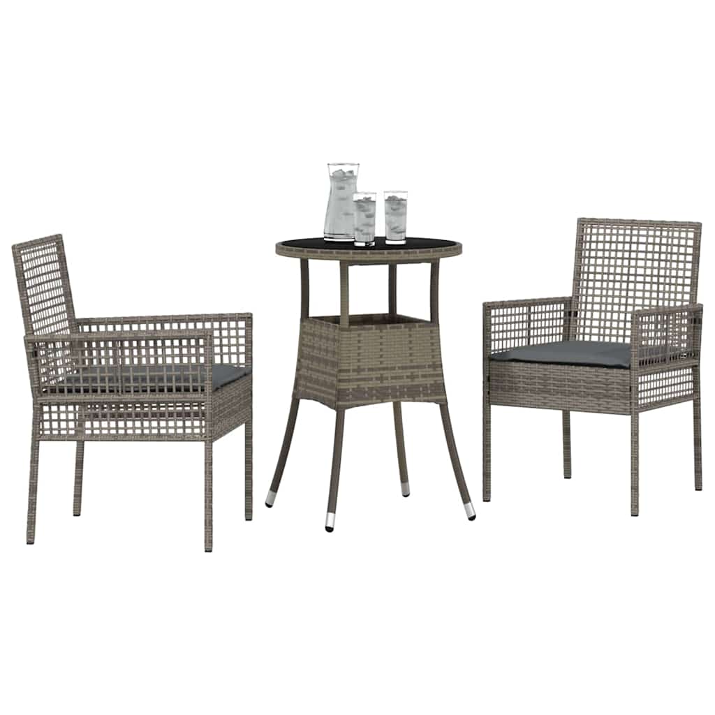 Have Spisebordssæt 3 pcs Grå polyrattan