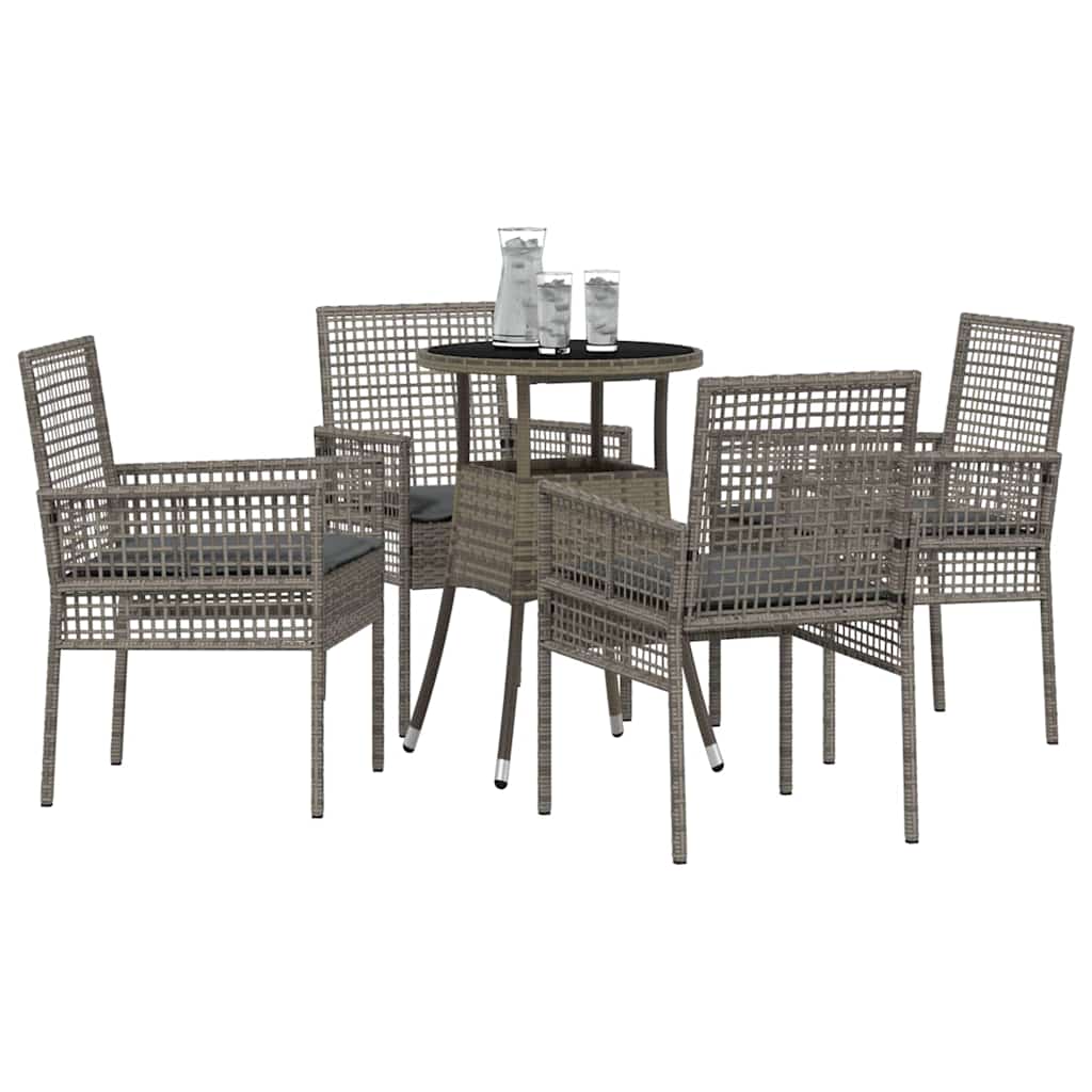 Have Spisebordssæt 5 pcs Grå polyrattan