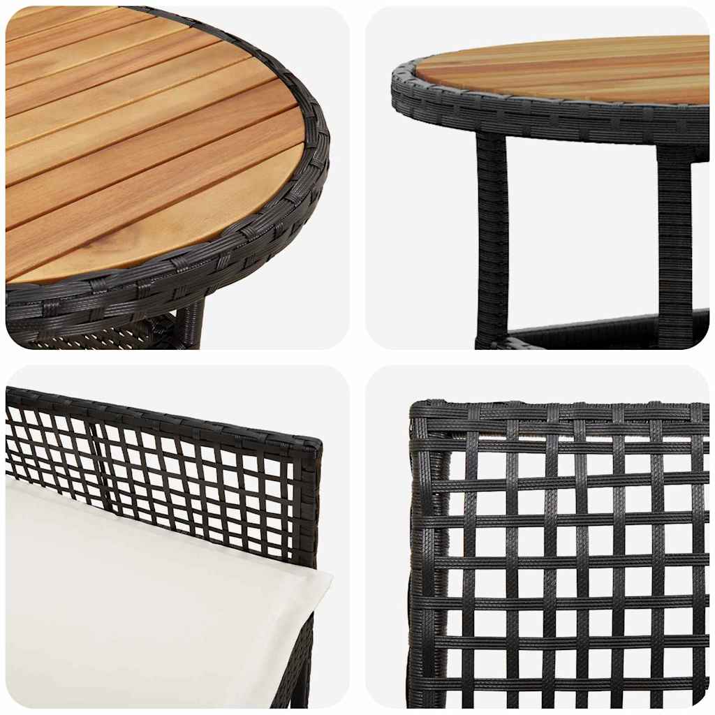 Have Spisebordssæt 5 pcs Sort polyrattan