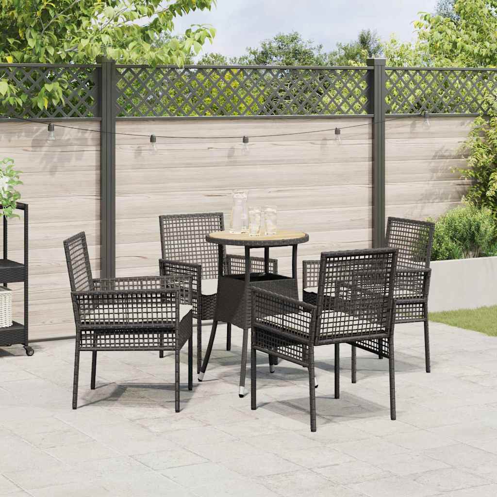 Have Spisebordssæt 5 pcs Sort polyrattan
