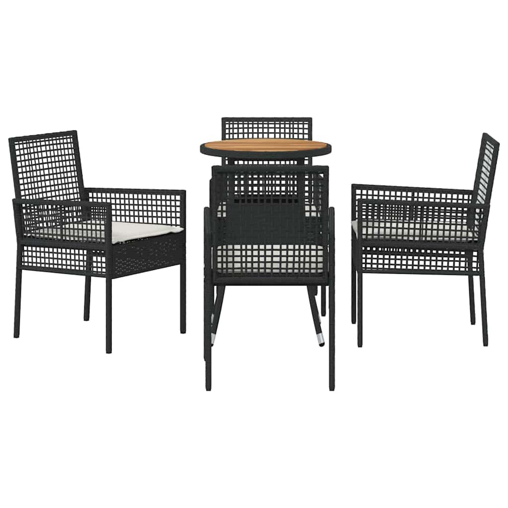 Have Spisebordssæt 5 pcs Sort polyrattan