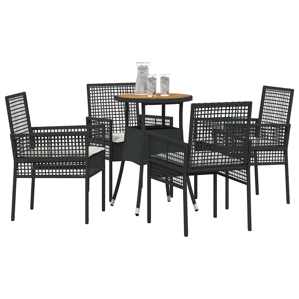 Have Spisebordssæt 5 pcs Sort polyrattan