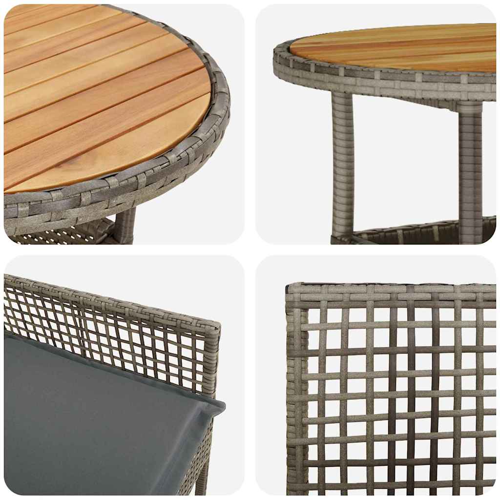 Have Spisebordssæt 3 pcs Grå polyrattan