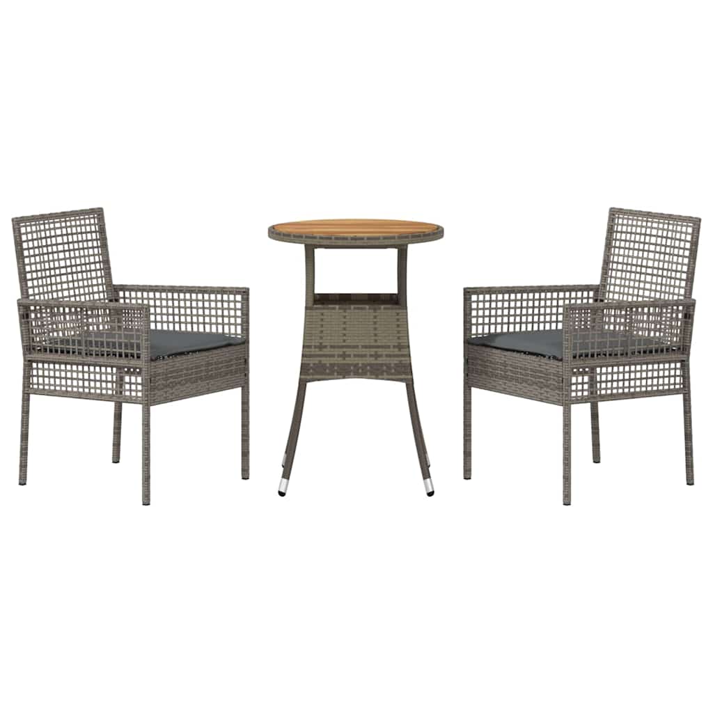 Have Spisebordssæt 3 pcs Grå polyrattan